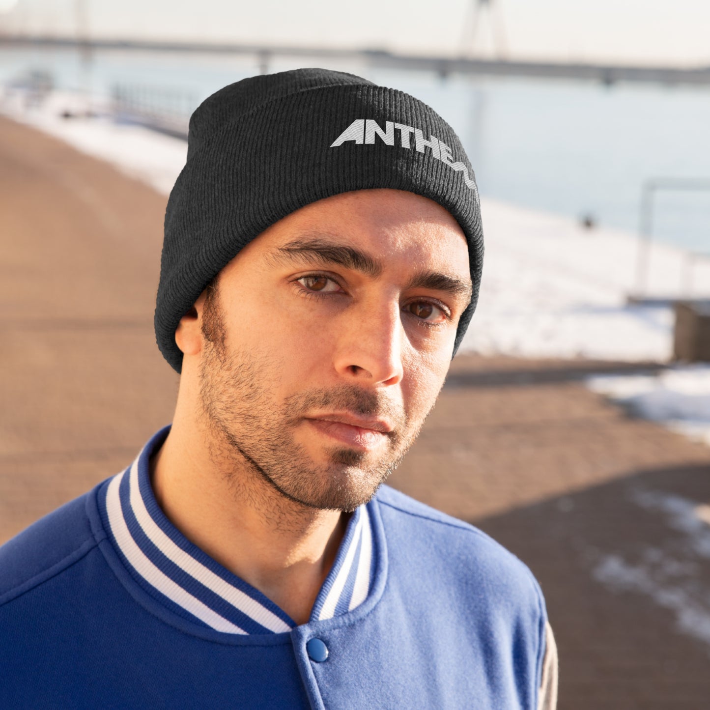 Anthem Embroidered Knit Beanie