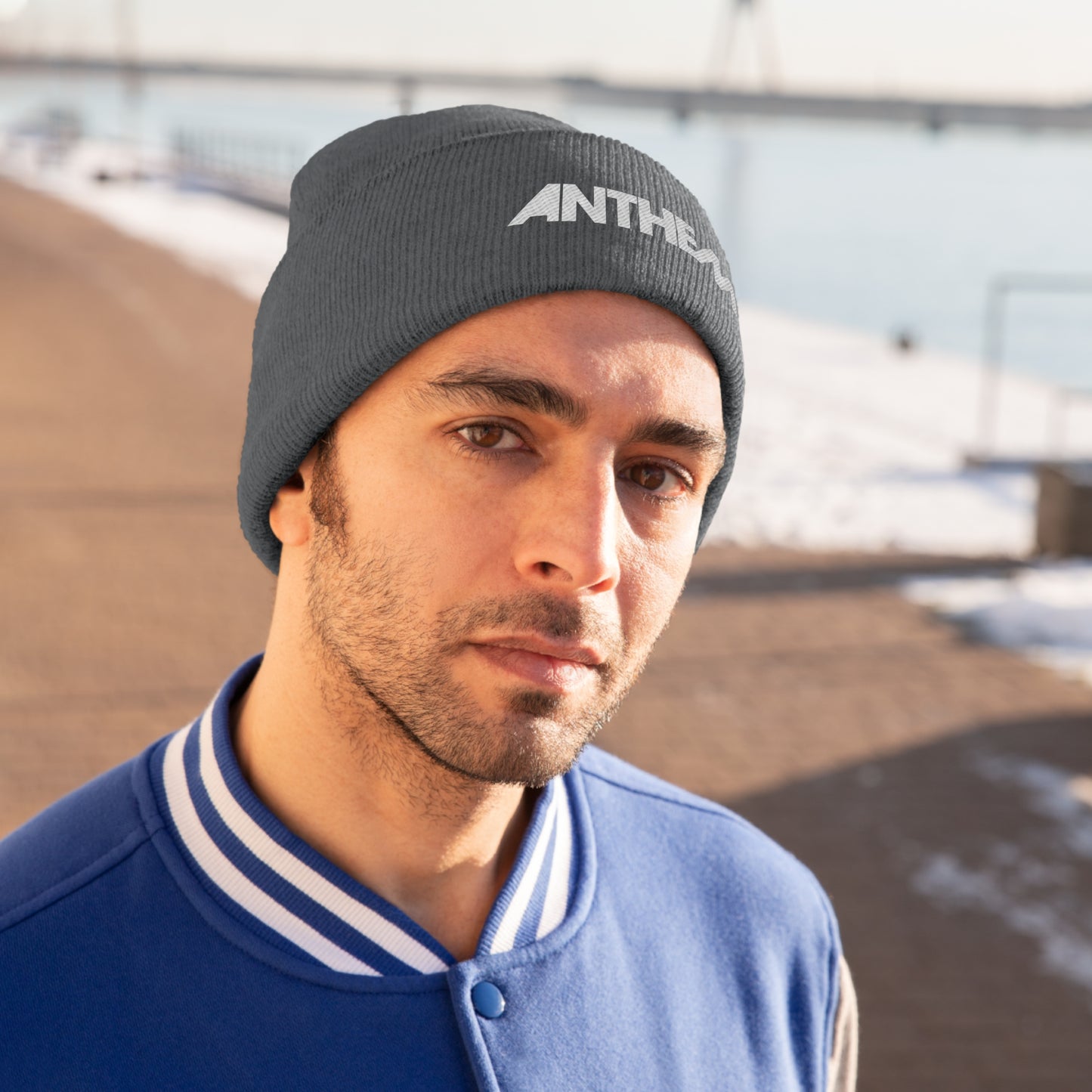 Anthem Embroidered Knit Beanie